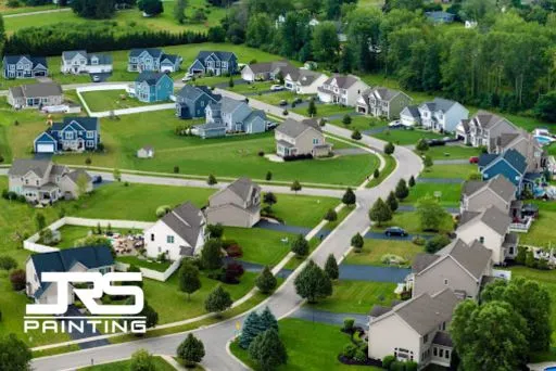 Large suburban community showing HOA exterior paint approval Arizona requirements for neighborhood consistency.